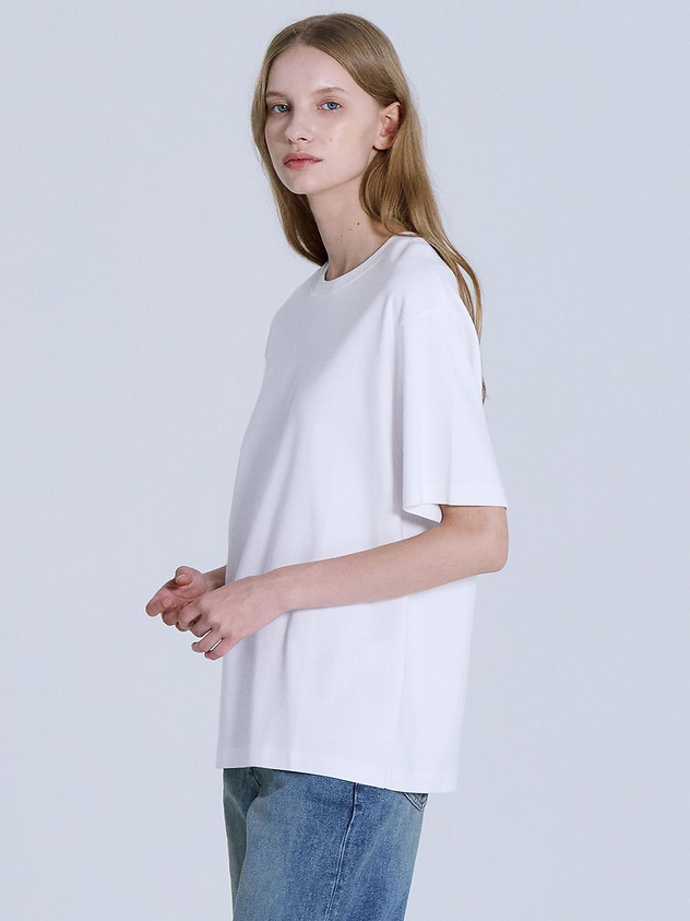 BASIC HOUSE Women's Premium 40s Cotton Relaxed-Fit Crew Neck Short-Sleeve T-Shirt (LATS0209)