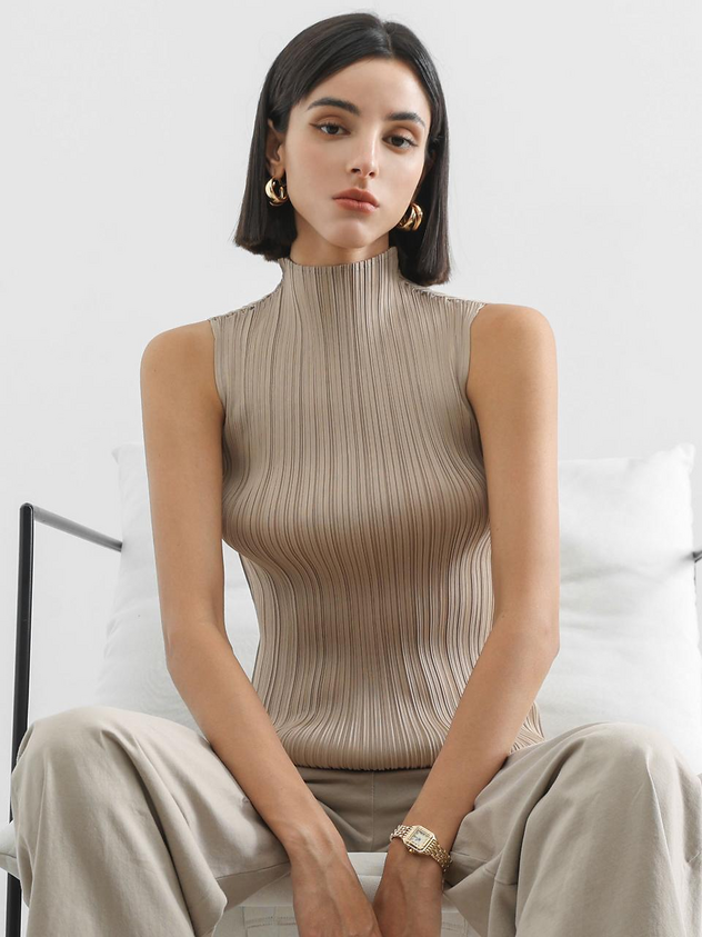PLEATSMOOD Modi Half-neck Pleated Top [3colors]