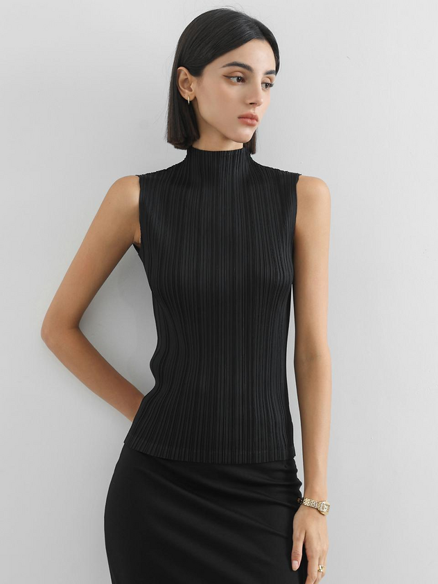 PLEATSMOOD Modi Half-neck Pleated Top [3colors]