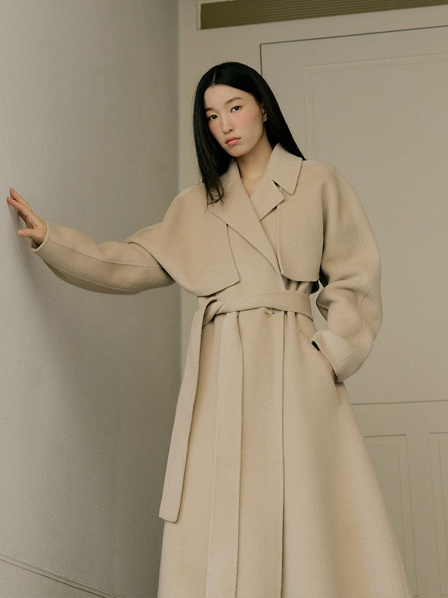Lucirzu Two-way Cape Wool Coat [Beige]