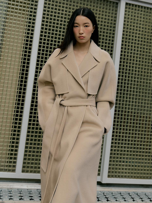 Lucirzu Two-way Cape Wool Coat [Beige]