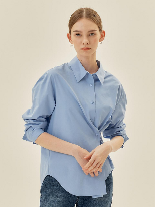MIND BRIDGE women Overfit Cotton-Rayon Embroidered Shirt