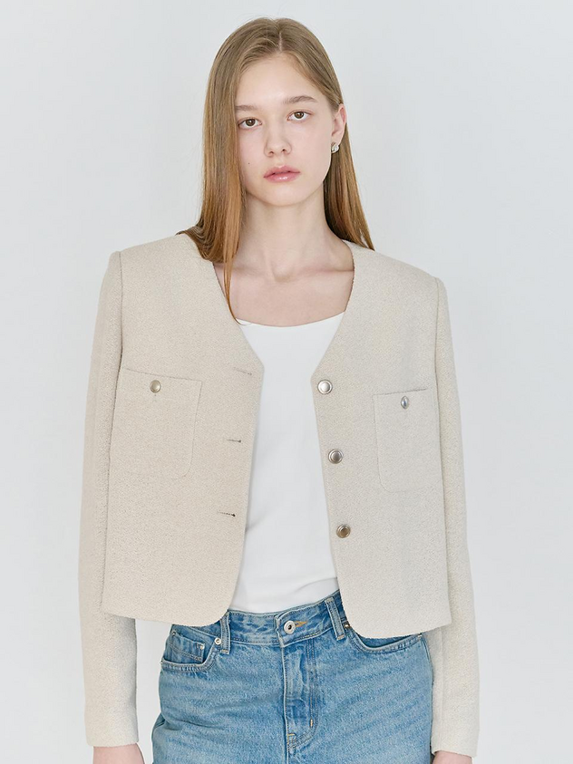 NILBY P Summer Tweed Crop Jacket [L/BE] (25N)