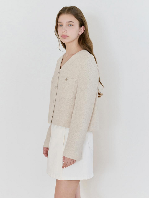 NILBY P Summer Tweed Crop Jacket [L/BE] (25N)