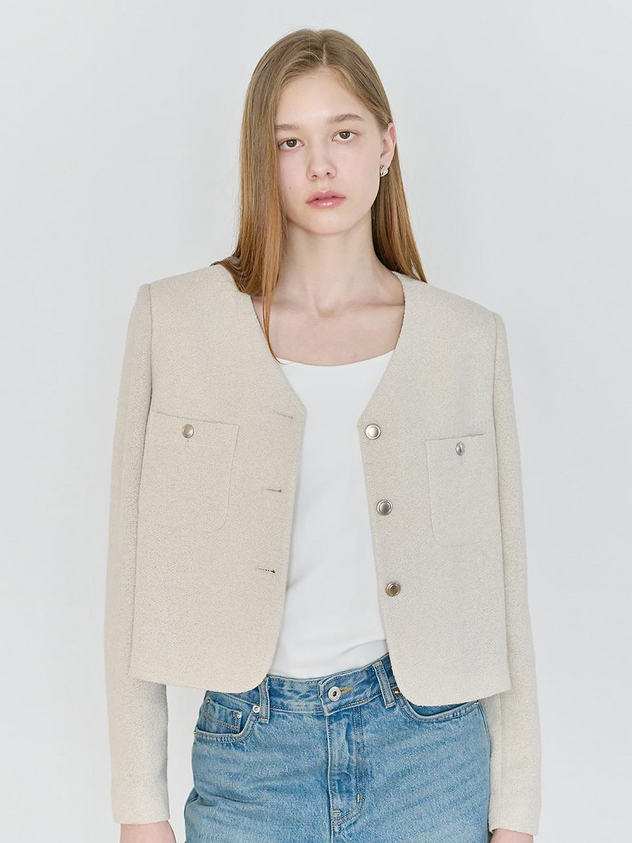 NILBY P Summer Tweed Crop Jacket [L/BE] (25N)
