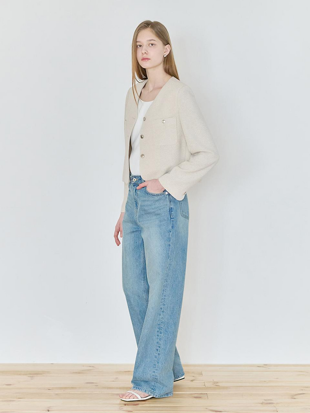 NILBY P Summer Tweed Crop Jacket [L/BE] (25N)