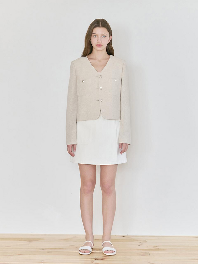 NILBY P Summer Tweed Crop Jacket [L/BE] (25N)