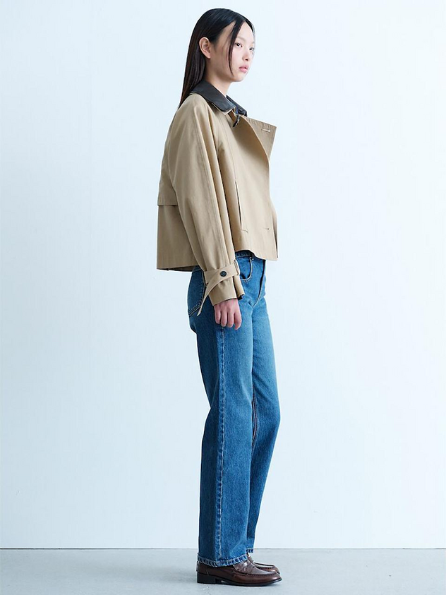 kuho plus Leather Collar Short Trench Coat Beige (KE4830M03A