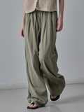 FACADE PATTERN Wide Relaxed Elastic Waist Pants [Khaki Beige]