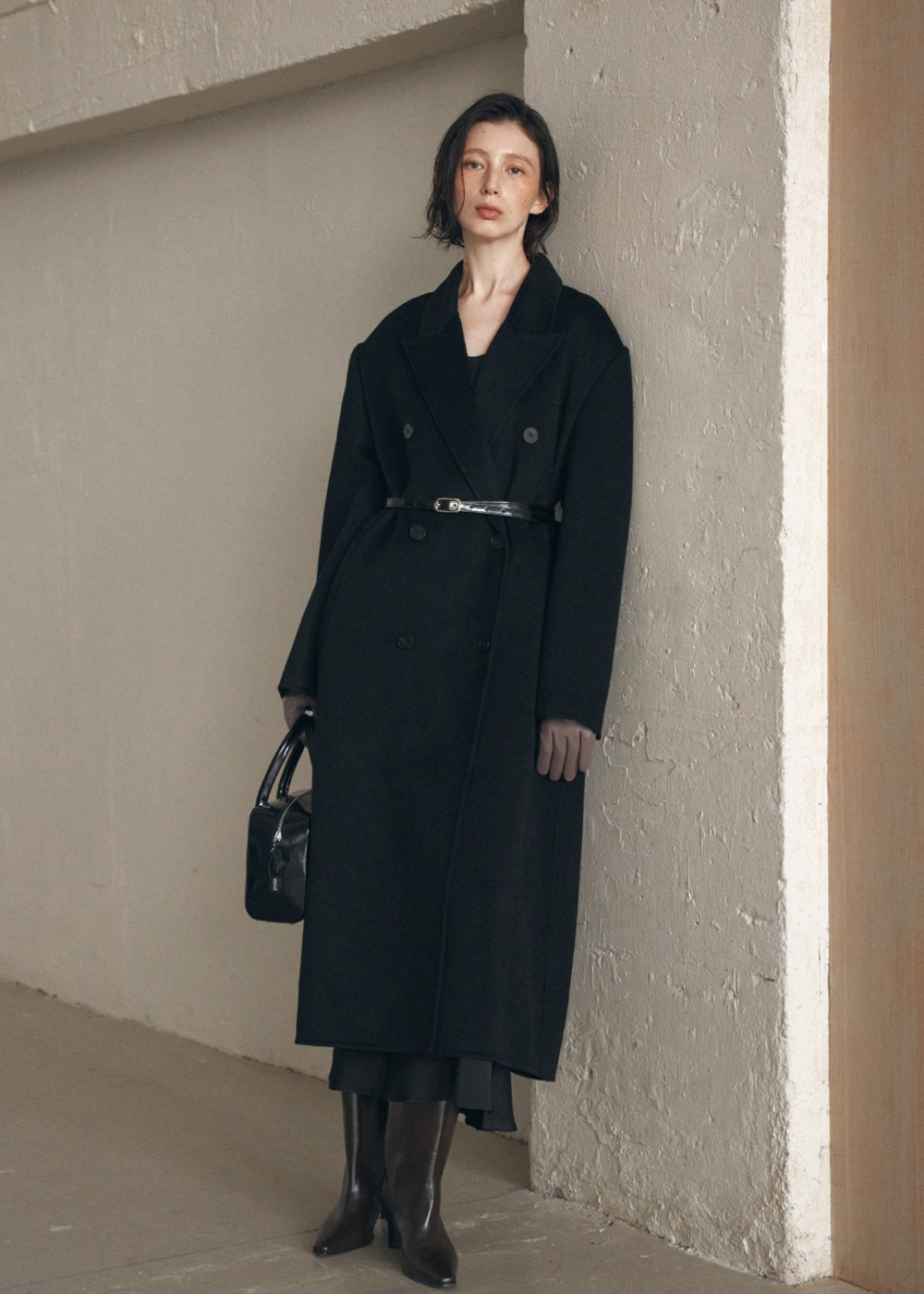 John Cashmere 100% Coat - Black_FW2025