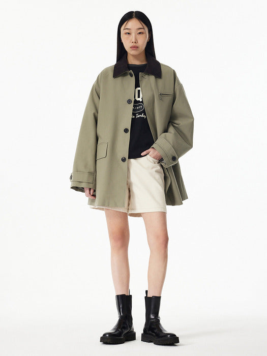 Studio Tomboy Hidden Button Mid-Length Single-breasted Coat_Khaki 91U5113002_FW2025