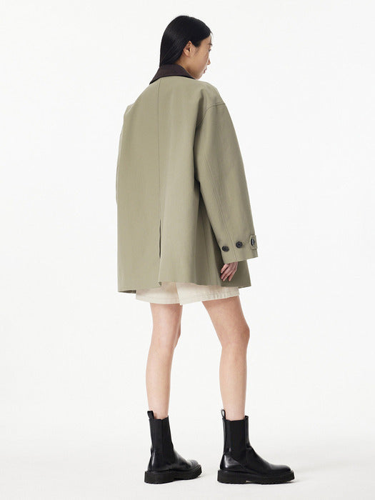 Studio Tomboy Hidden Button Mid-Length Single-breasted Coat_Khaki 91U5113002_FW2025