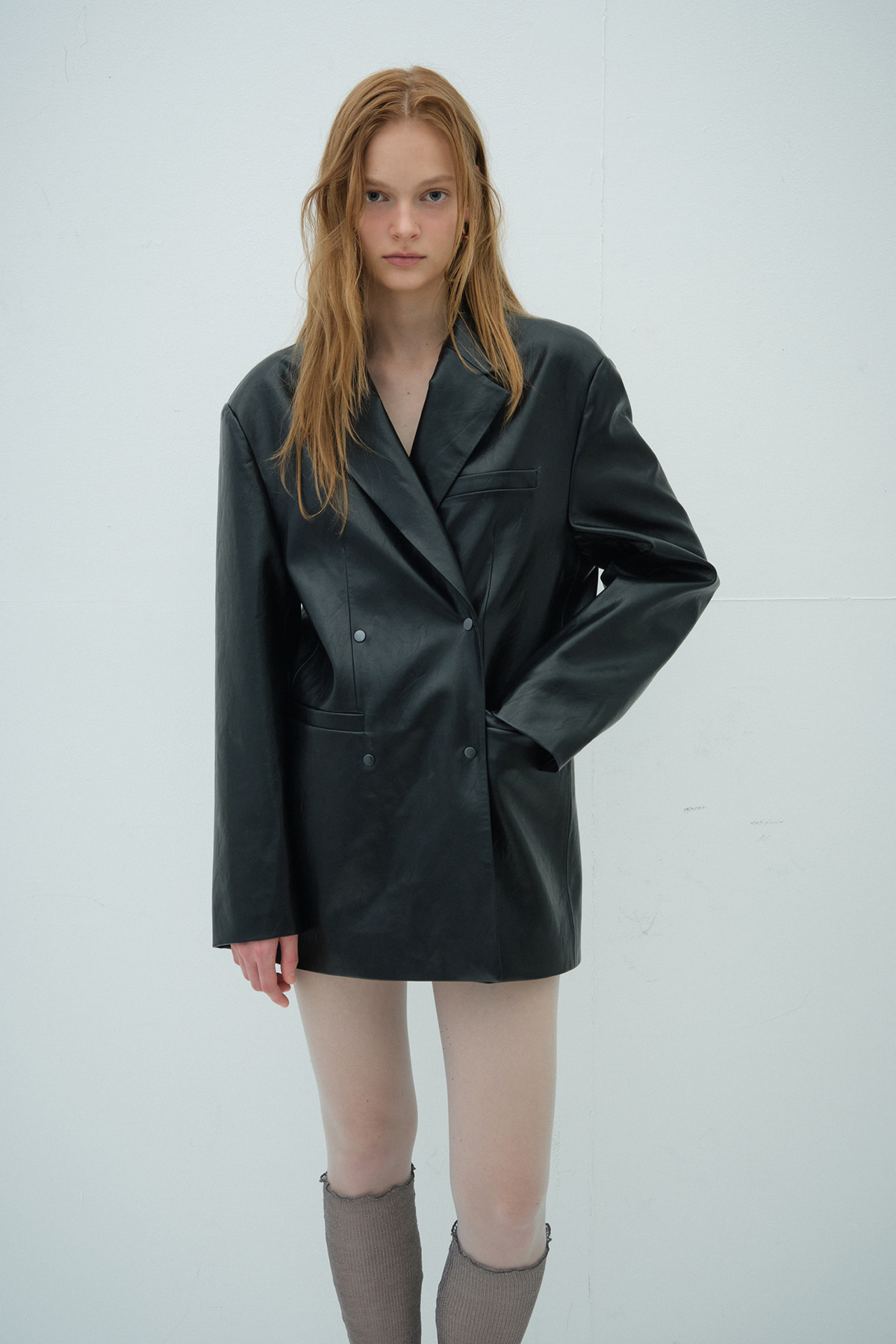 Overdue Flair  SNAP TWO-WAY OVERSIZED LEATHER JACKET_BLACK_FW2025