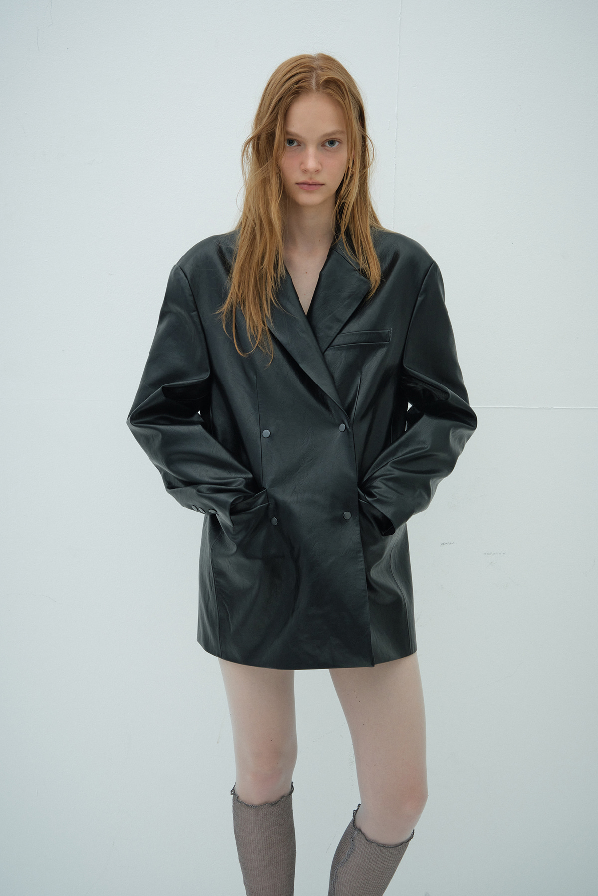 Overdue Flair  SNAP TWO-WAY OVERSIZED LEATHER JACKET_BLACK_FW2025