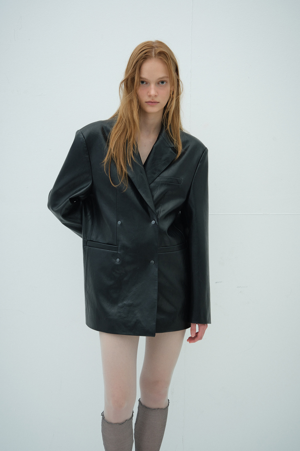 Overdue Flair  SNAP TWO-WAY OVERSIZED LEATHER JACKET_BLACK_FW2025