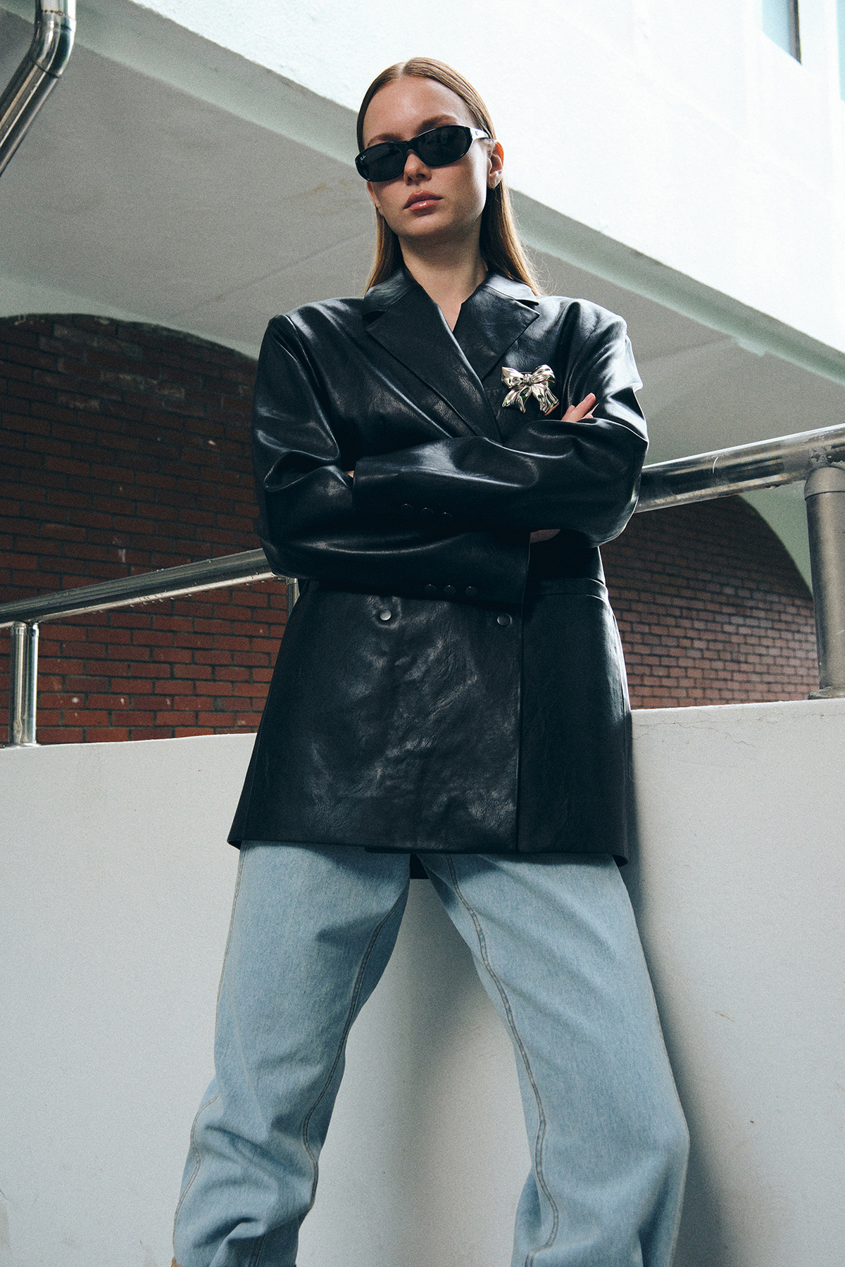 Overdue Flair  SNAP TWO-WAY OVERSIZED LEATHER JACKET_BLACK_FW2025