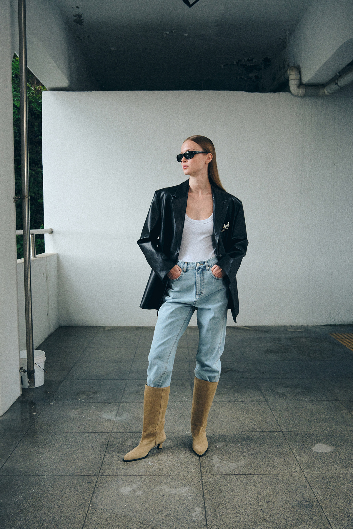 Overdue Flair  SNAP TWO-WAY OVERSIZED LEATHER JACKET_BLACK_FW2025