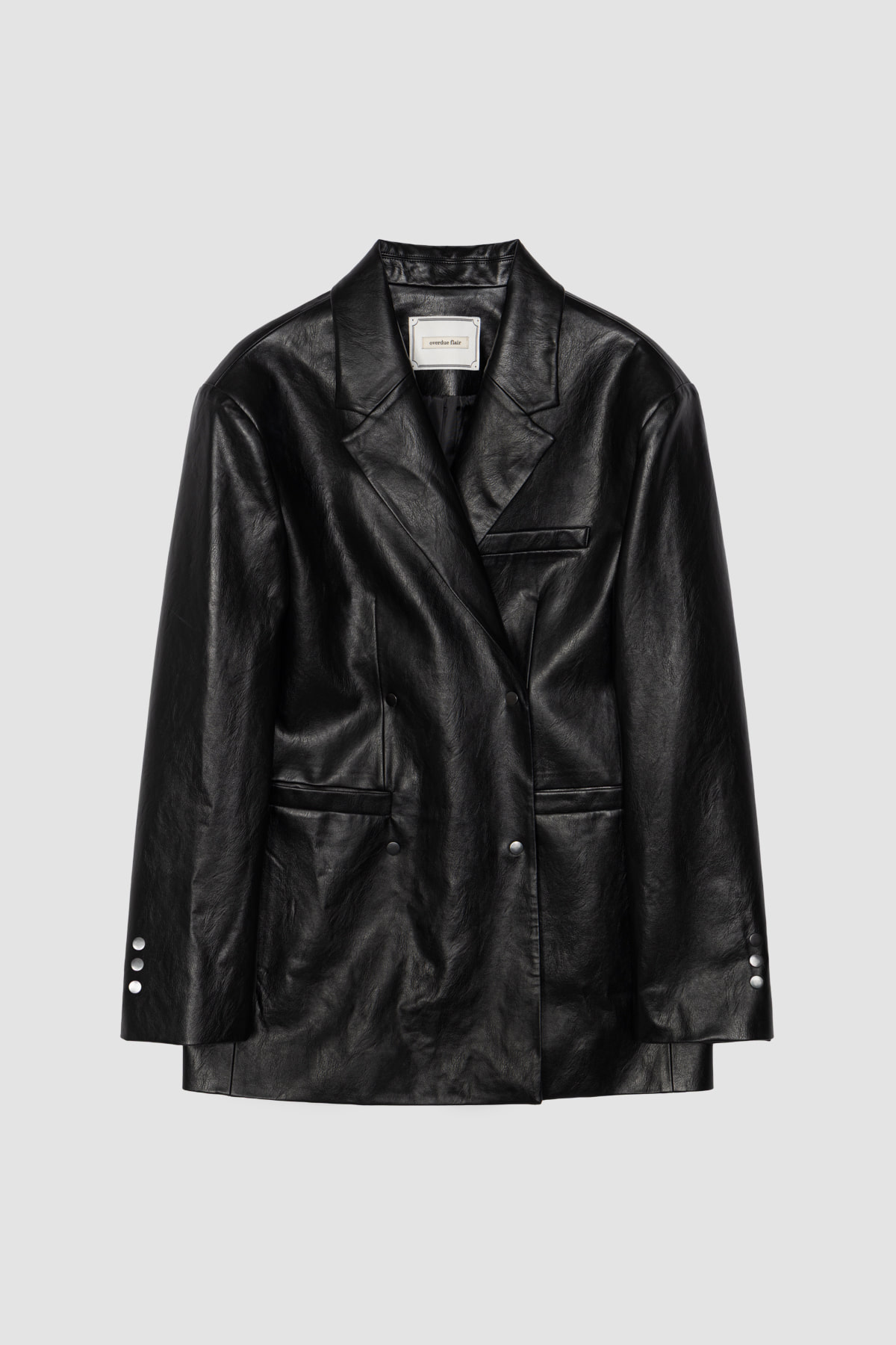 Overdue Flair  SNAP TWO-WAY OVERSIZED LEATHER JACKET_BLACK_FW2025