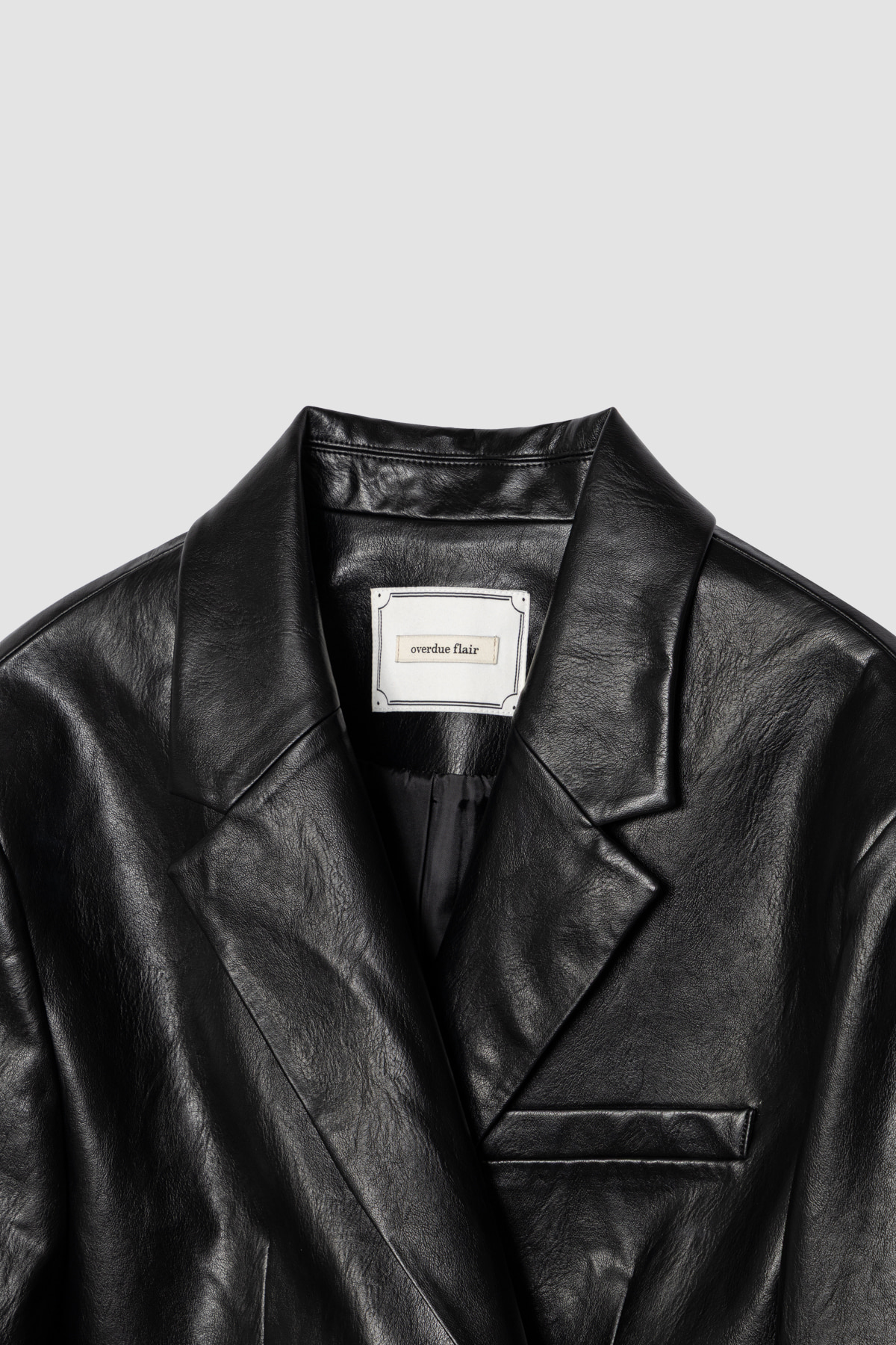 Overdue Flair  SNAP TWO-WAY OVERSIZED LEATHER JACKET_BLACK_FW2025