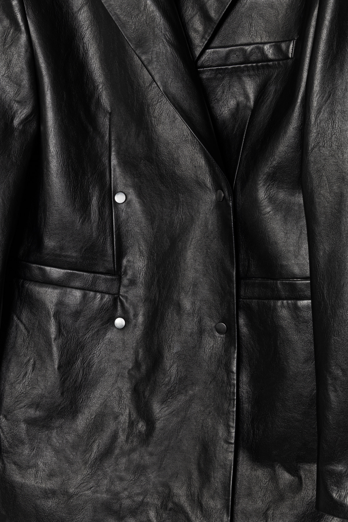 Overdue Flair  SNAP TWO-WAY OVERSIZED LEATHER JACKET_BLACK_FW2025