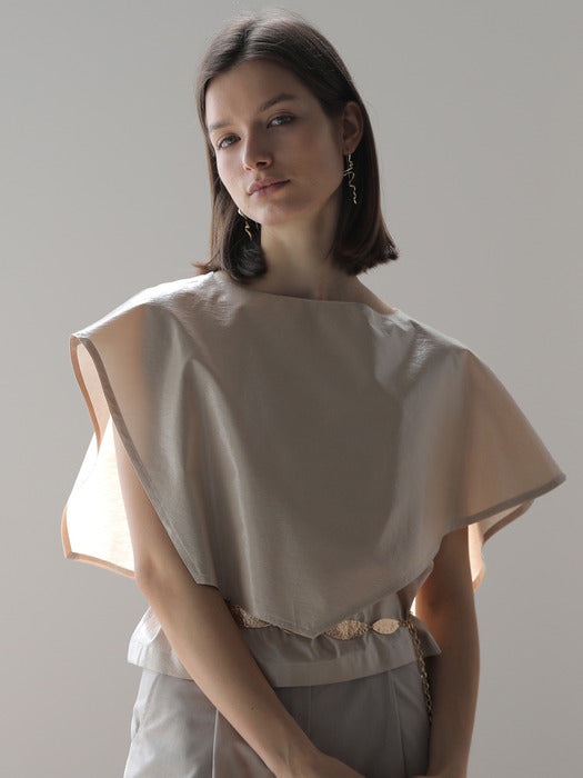 [Cahisienne]Boatneck Unbalanced Cape Blouse_FW2025