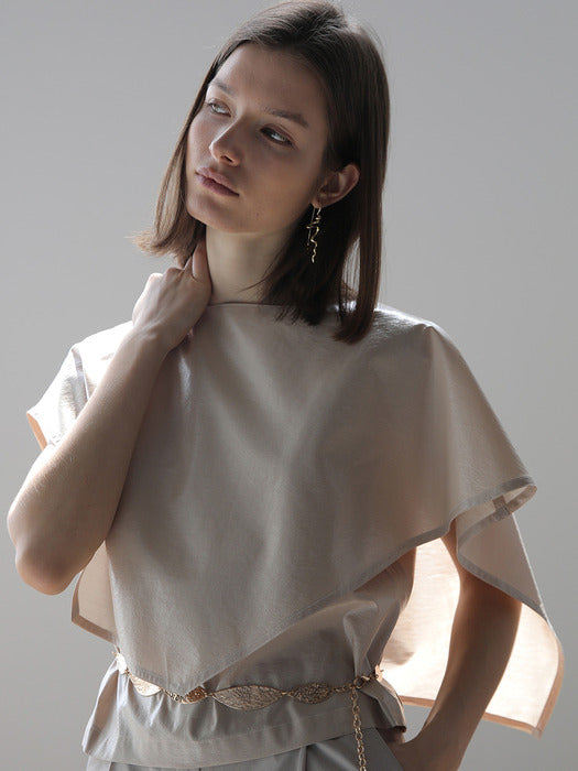 [Cahisienne]Boatneck Unbalanced Cape Blouse_FW2025