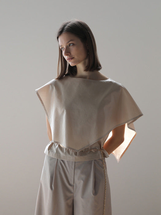 [Cahisienne]Boatneck Unbalanced Cape Blouse_FW2025