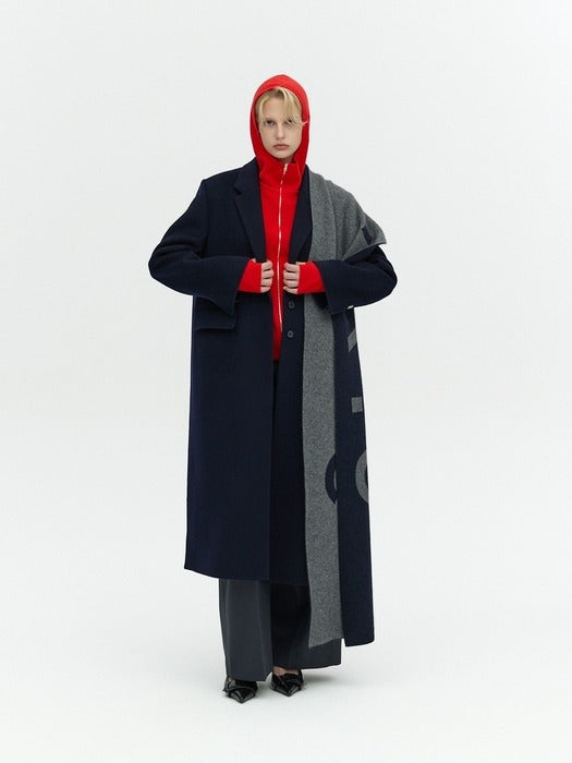 [Lehas] DEEP SLIT SIDE SINGLE COAT_DARK NAVY_FW2025