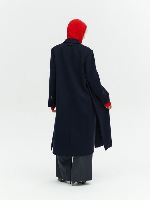 [Lehas] DEEP SLIT SIDE SINGLE COAT_DARK NAVY_FW2025