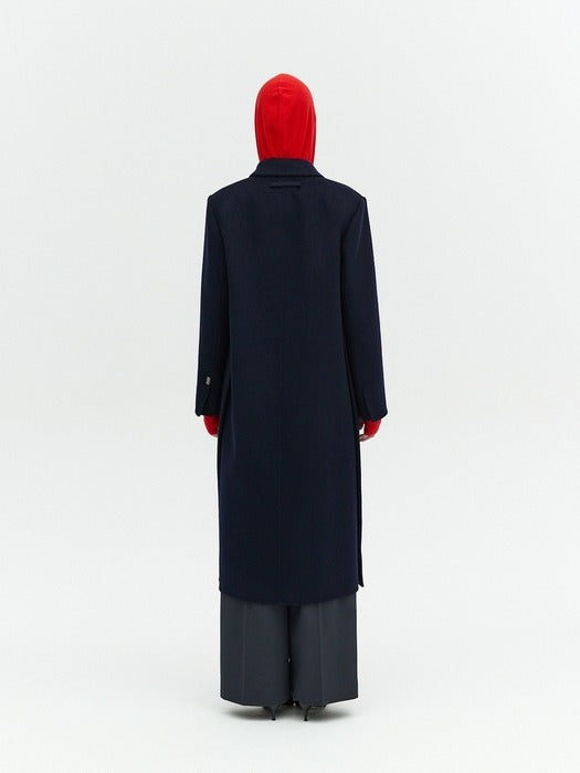 [Lehas] DEEP SLIT SIDE SINGLE COAT_DARK NAVY_FW2025