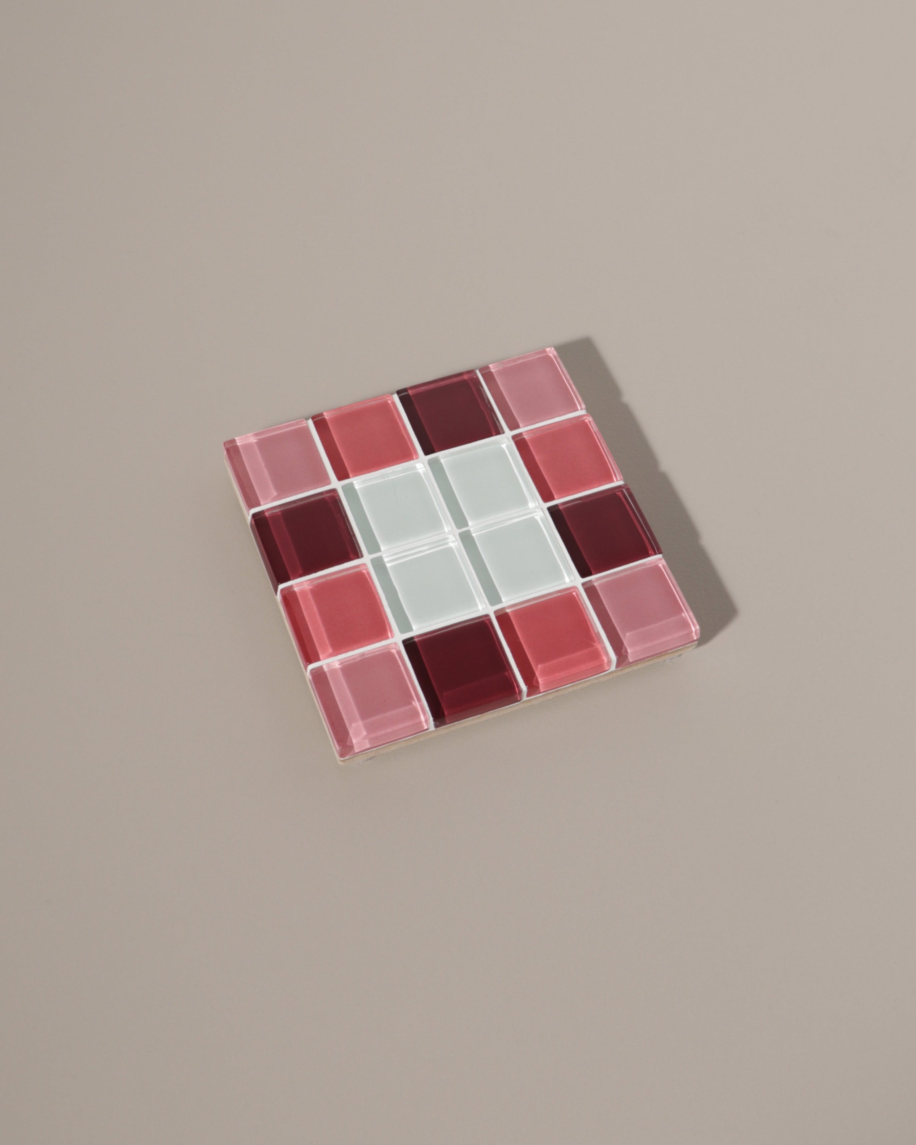GLASS TILE COASTER - Through A Window - Pink Gradient