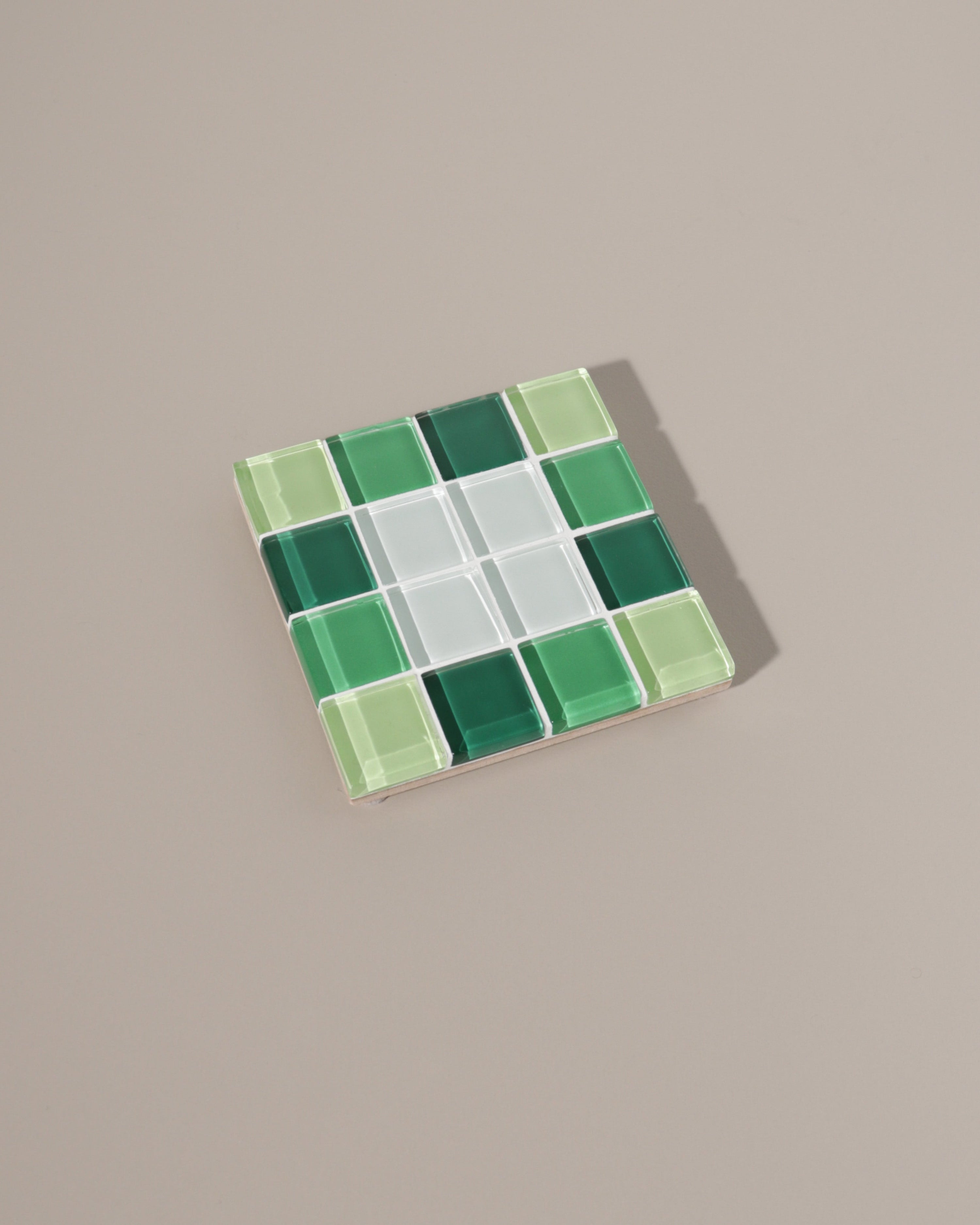 GLASS TILE COASTER - Through A Window - Green Gradient