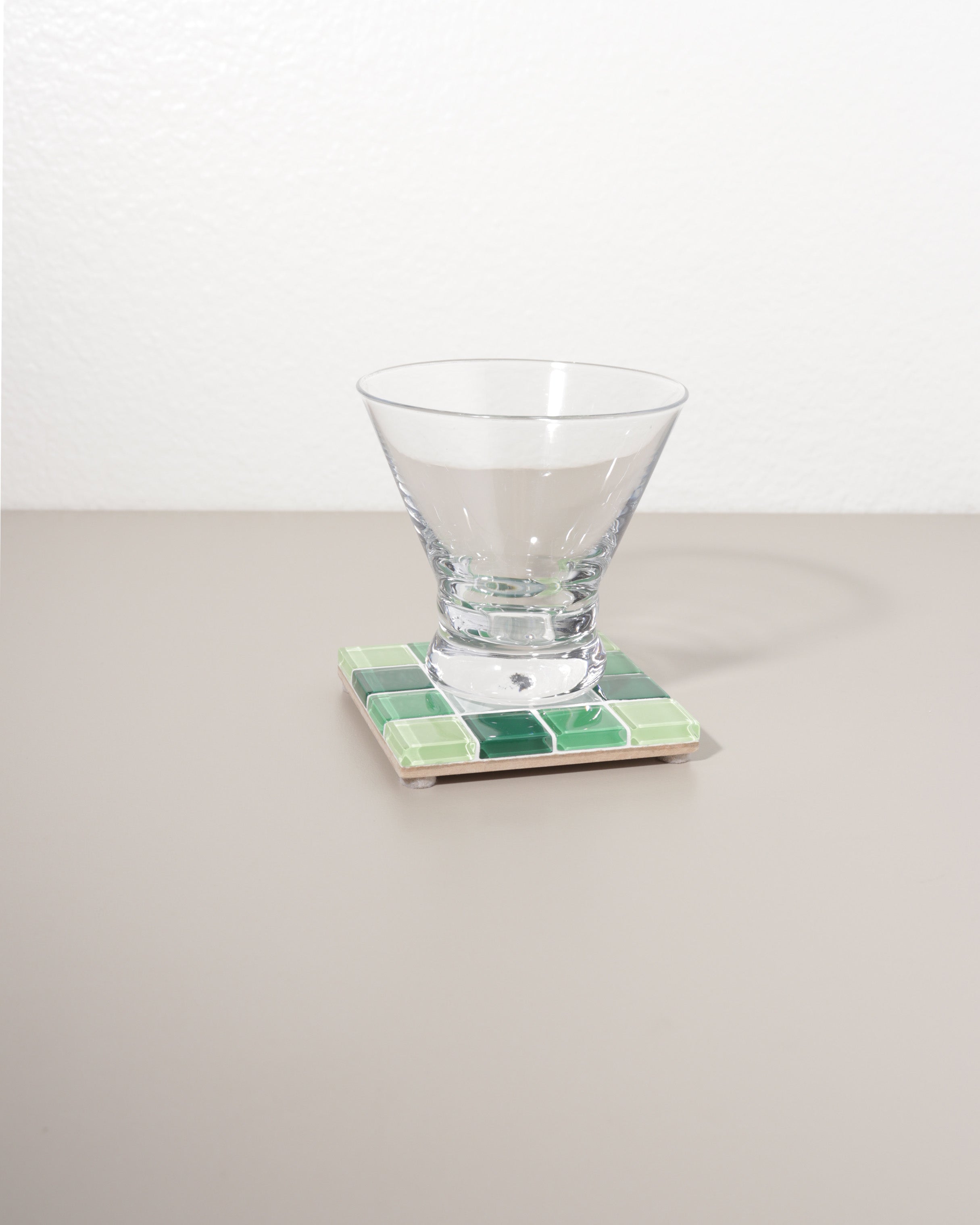 GLASS TILE COASTER - Through A Window - Green Gradient