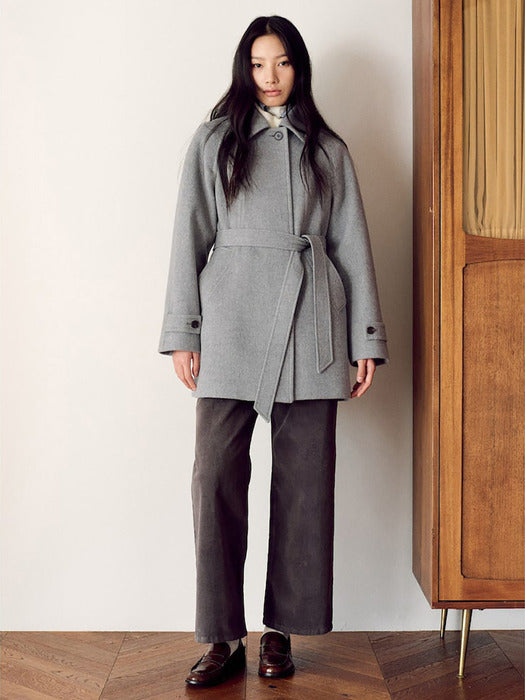 [Kuho Plus] Belted Midi Coat Sky Blue (KE4X30M12Q)_FW2025