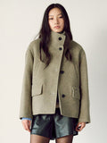 [Kuho Plus] Signature Cocoon Short Coat Olive (KE4X30M06J)_FW2025
