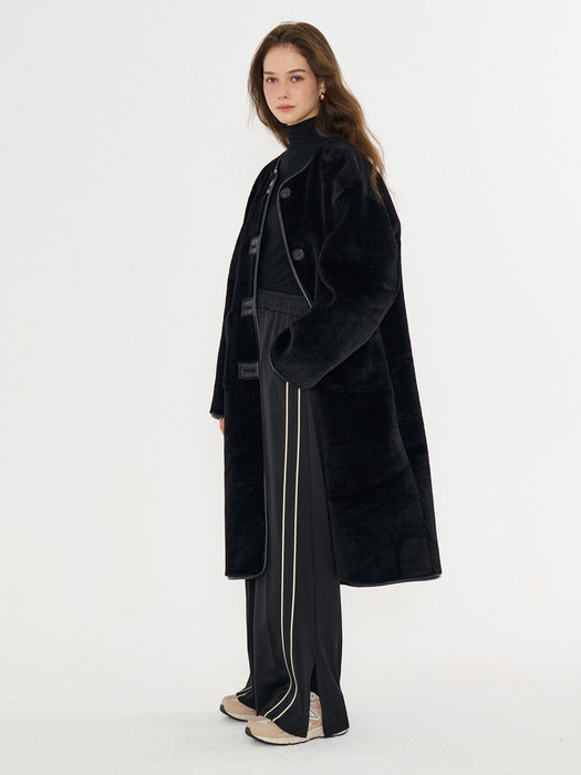 [Metapher] MET shearling fur long mustang black_FW2025