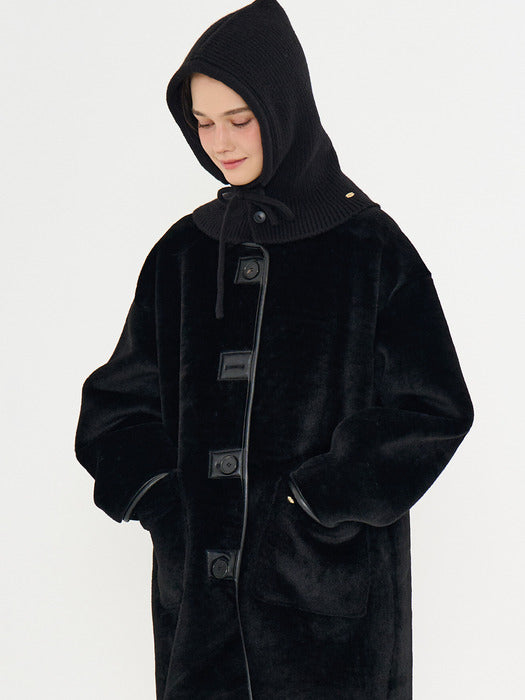 [Metapher] MET shearling fur long mustang black_FW2025