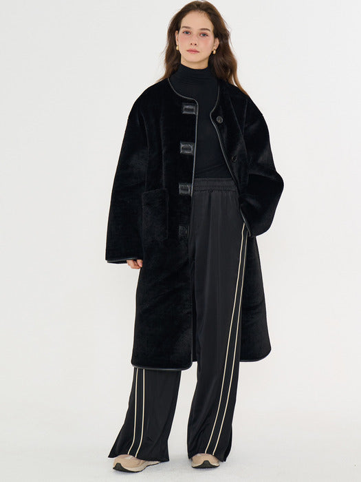 [Metapher] MET shearling fur long mustang black_FW2025