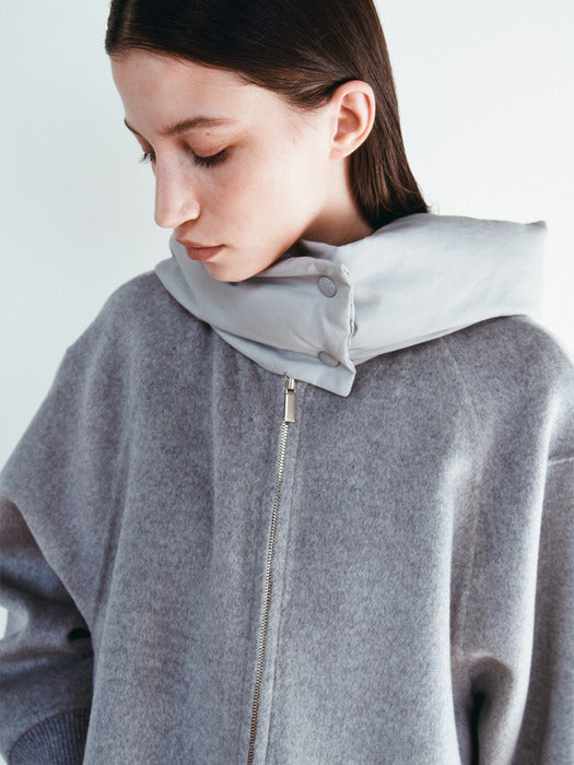 [HACIE] HANDMADE GOOSE DOWN HOODED COAT [MELANGE GREY][BLACK]_FW2025