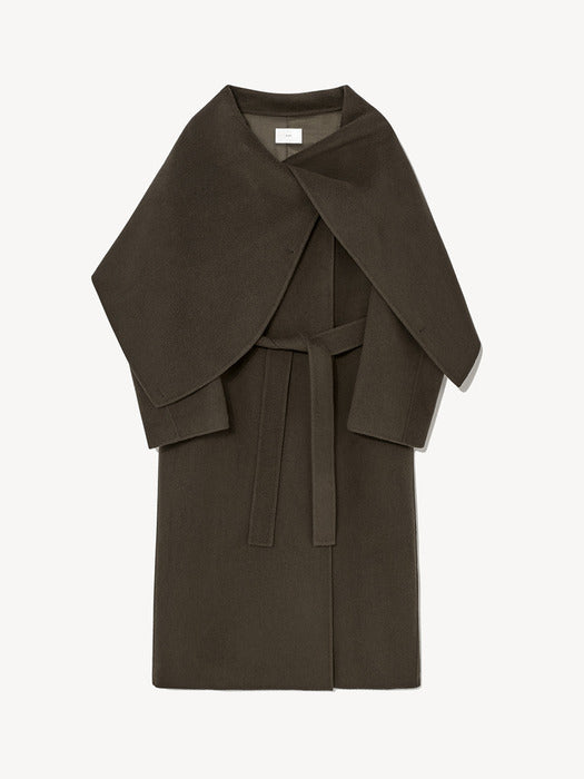 [RIDIFI] Belted 100% wool draped shawl collar coat (khaki)_FW2025