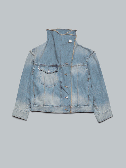 [Munn] BLUE RAW CUT FUNNEL NECK DENIM TRUCKER_FW2025