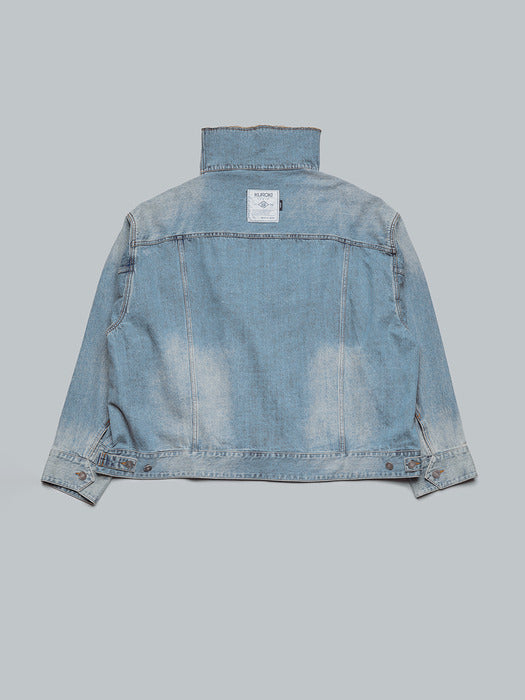 [Munn] BLUE RAW CUT FUNNEL NECK DENIM TRUCKER_FW2025