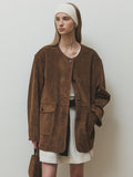[AUBARD] Single suede jacket_Brown_FW2025
