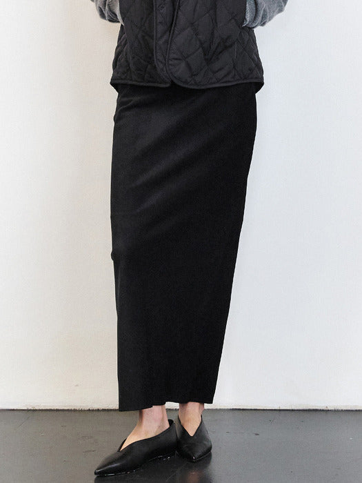 [HACIE] VINTAGE SILK LIKE CODUROY LONG SKIRT [BROWN][BLACK]_FW2025
