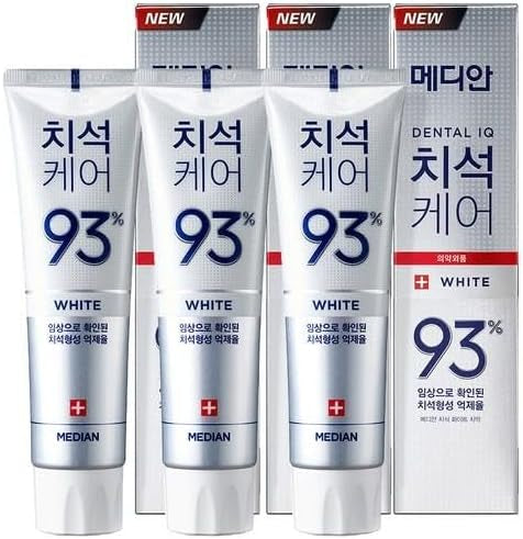 Median Dental IQ 93% Toothpaste 120g X 3 Pack White whitening toothpaste, 0.08 Ounce