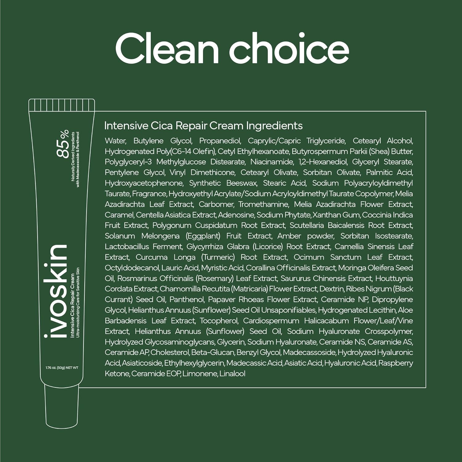 Ivoskin Intensive Cica Repair Cream with Madecassoside (1.76oz / 50g)