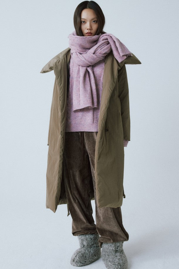 Replain LIGHT PINK WOOL BLEND CABLE MUFFLER_FW2025