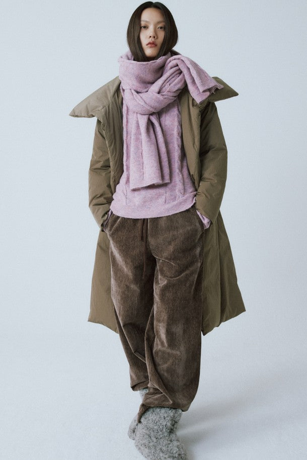 Replain LIGHT PINK WOOL BLEND CABLE MUFFLER_FW2025