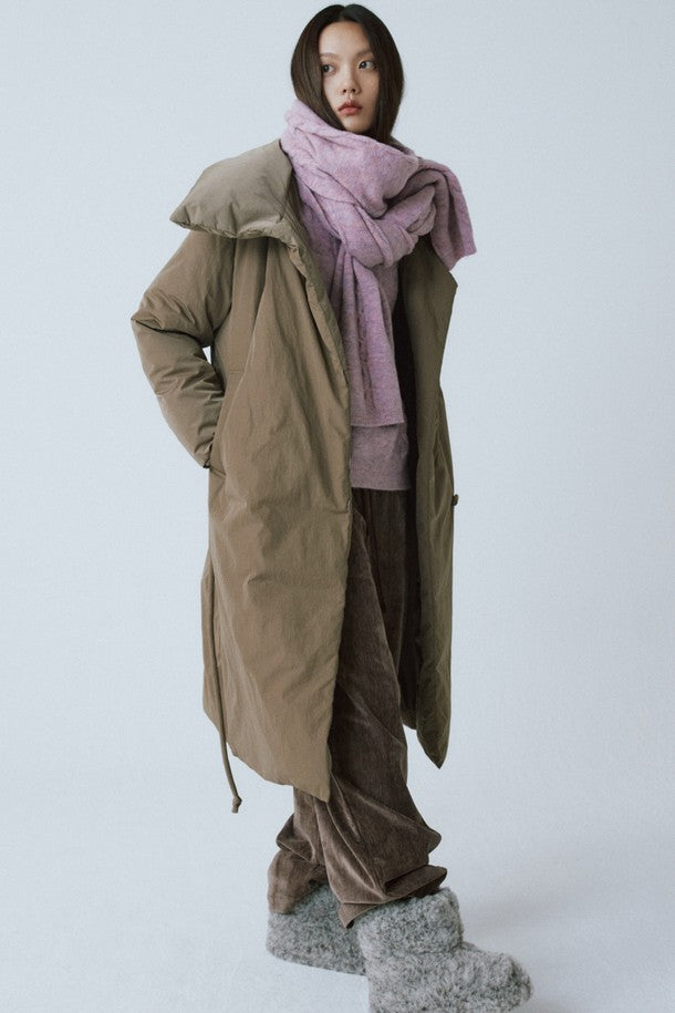 Replain LIGHT PINK WOOL BLEND CABLE MUFFLER_FW2025