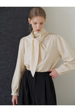 Moment Le Sore Scarf Long Sleeve Blouse Cream Beige_FW2025